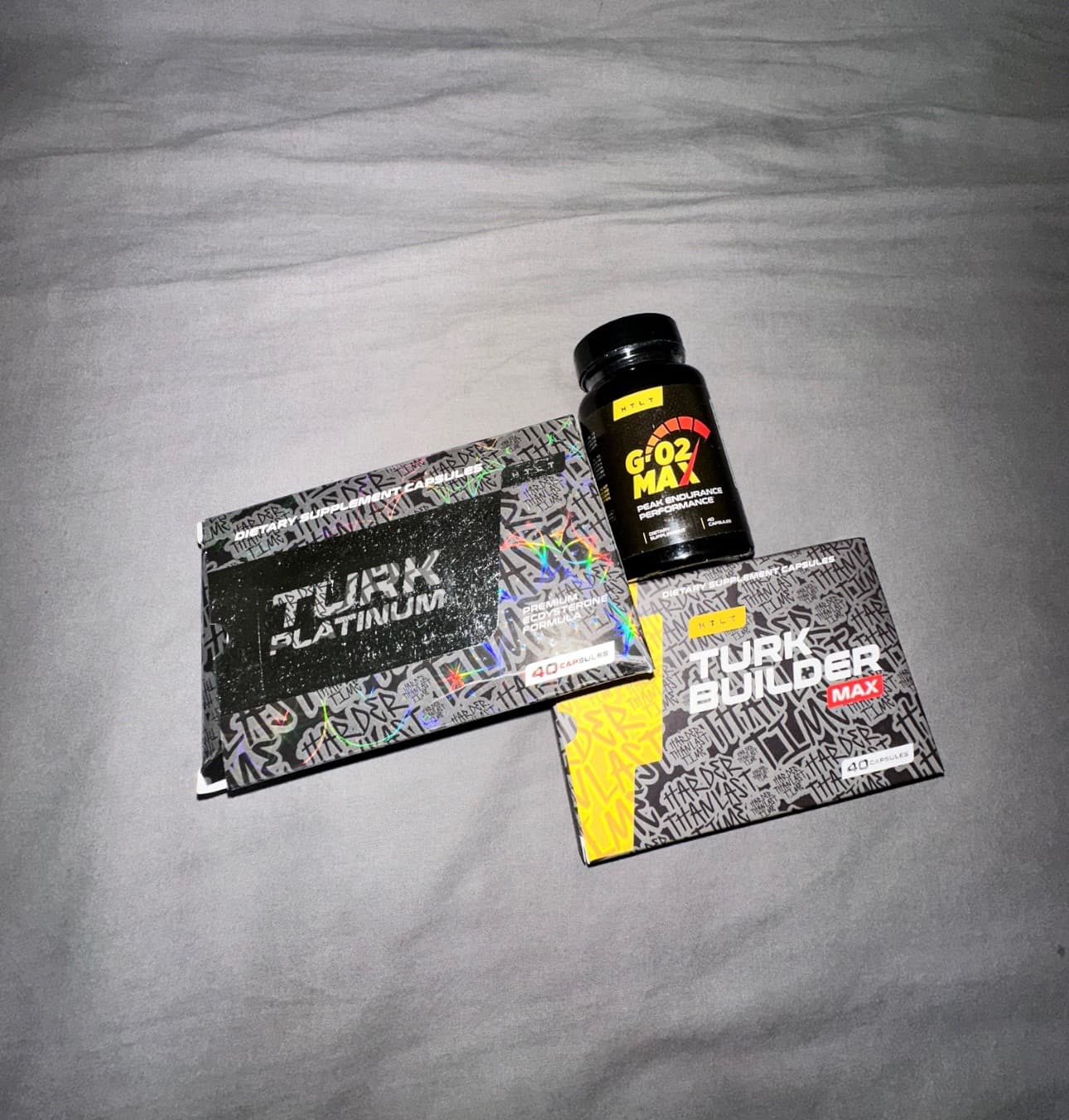 HTLT Turk Platinum and GO2 Max on bed