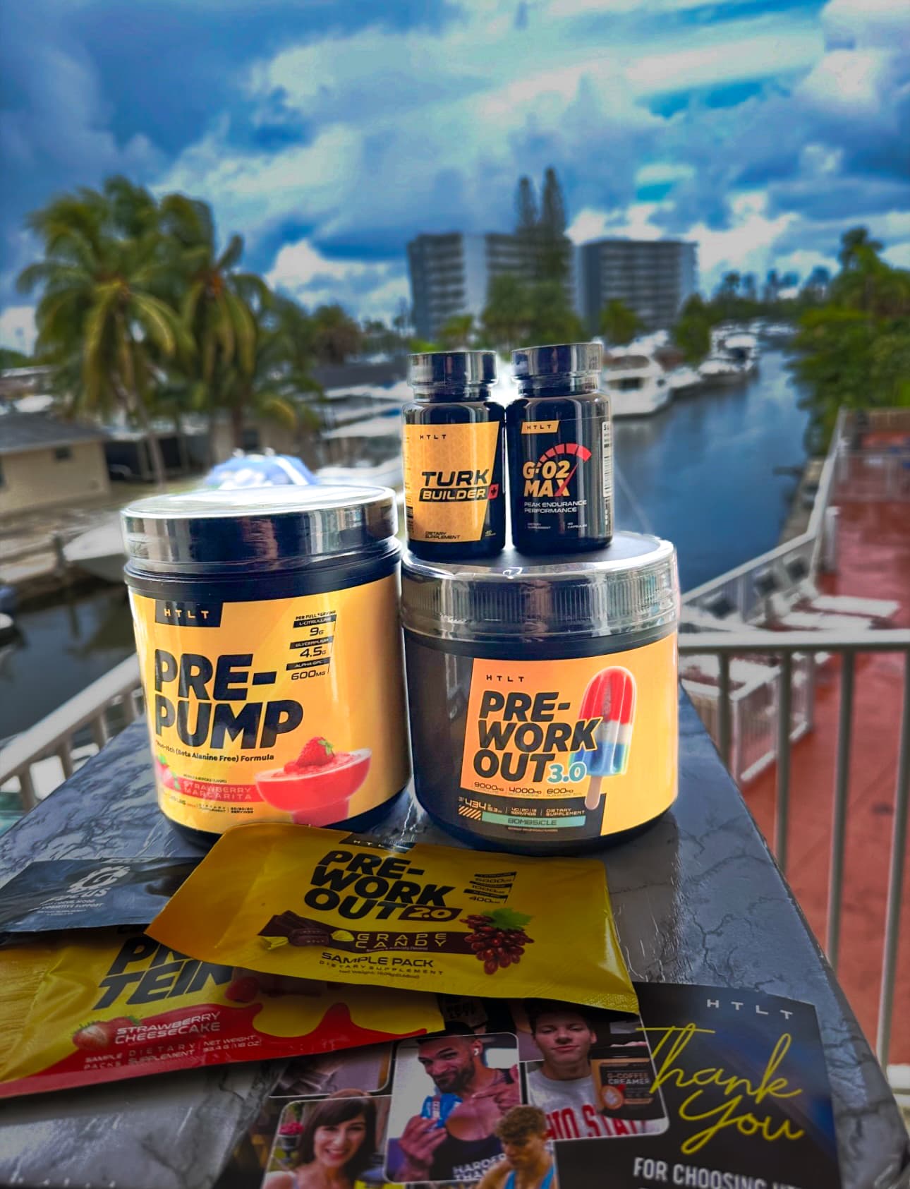 HTLT products on a table